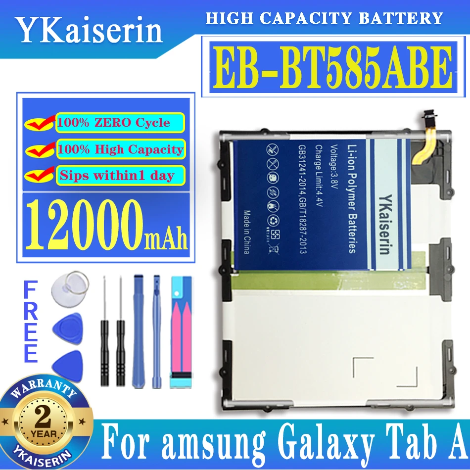 

Tablet EB-BT585ABE 12000mAh Battery For Samsung Galaxy Tablet Tab A 10.1 2016 T580 SM-T585C T585 T580N Batterij + Track NO Tools