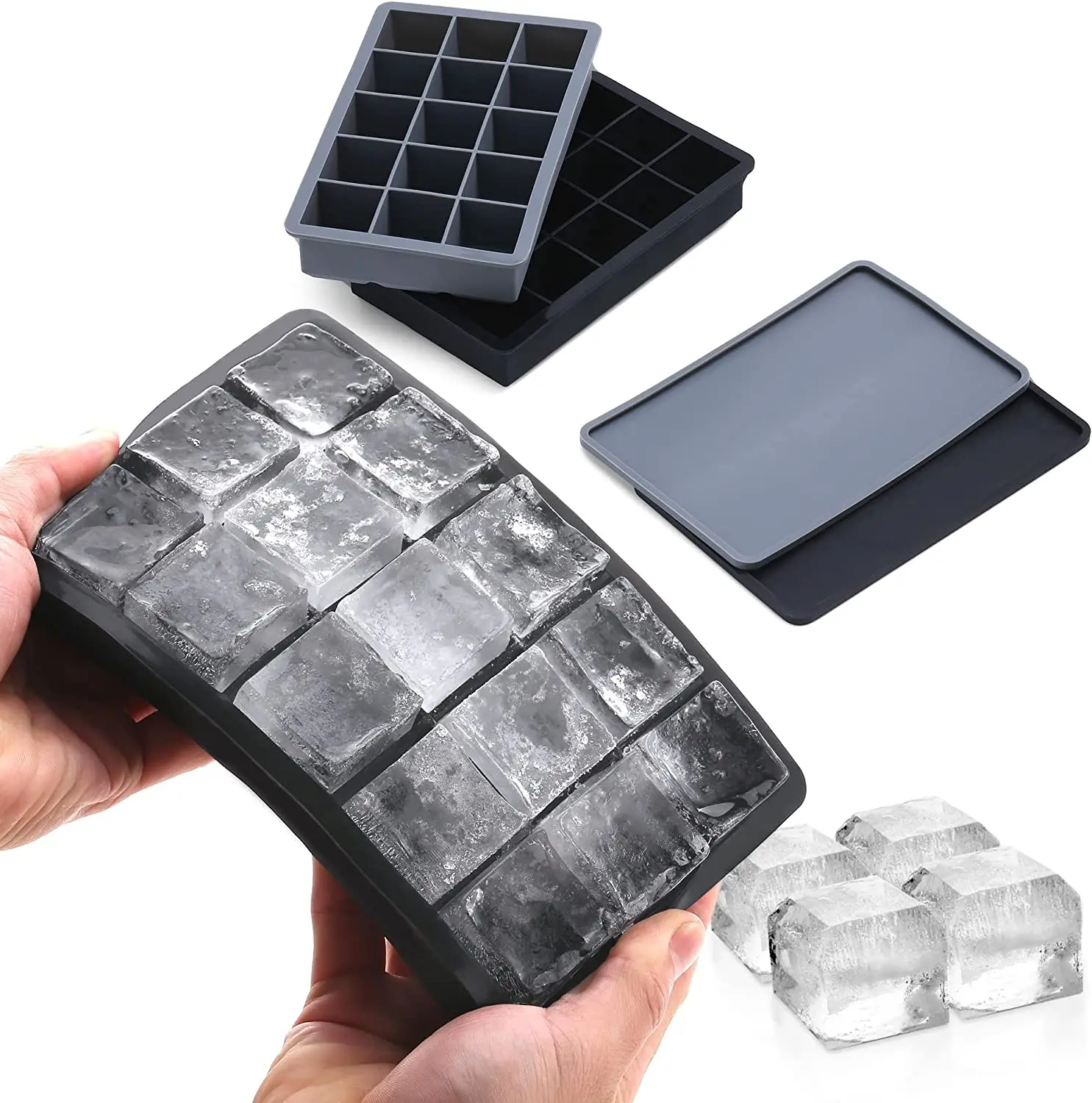 Large Square Ice Cube Tray Reusable Food Grade Material Ice Mould for Tequila Vodka and Other Drinks 
Large Square Ice Cube Tray Reusable Food Grade Material Ice Mould for Tequila Vodka and Other Drinks