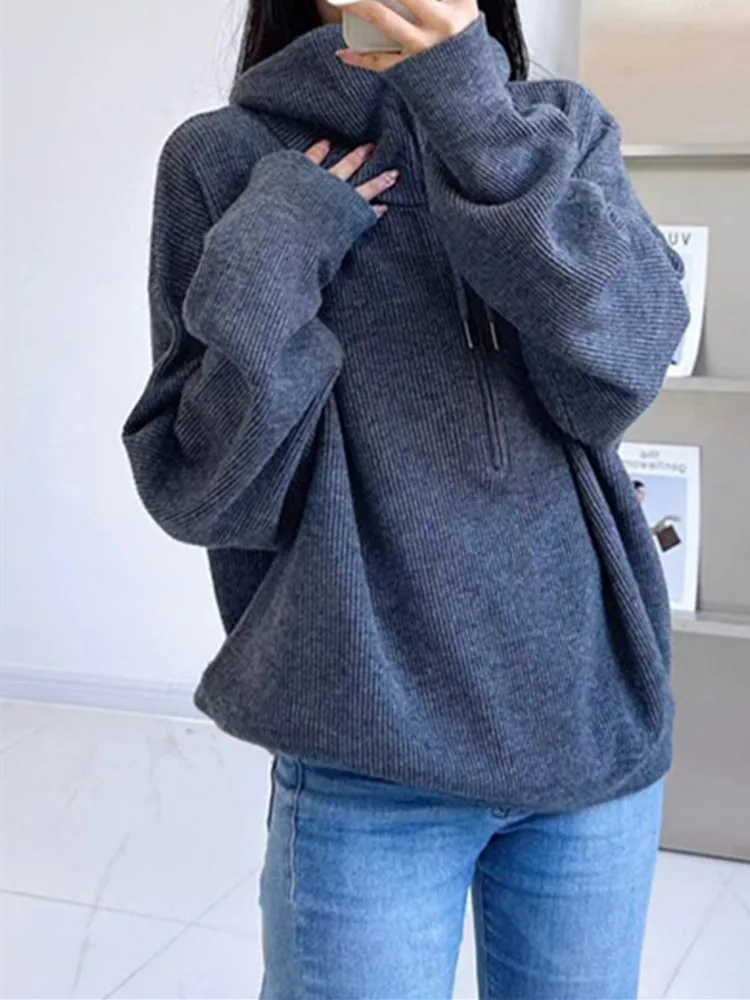 Women Half Zipper 100% Cashmere Knit Pullover Tops Long Sleeve Loose Solid Color Winter New 2023 Female Drawstring Sweater
Women Half Zipper 100% Cashmere Knit Pullover Tops Long Sleeve Loose Solid Color Winter New 2023 Female Drawstring Sweater