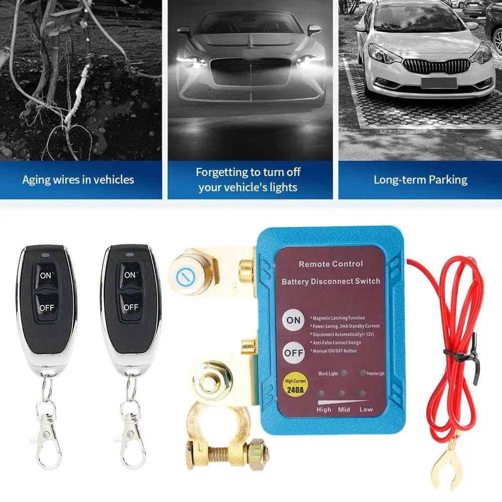 12V 240A Car Remote Battery Disconnect Switch Automatic Power Shut Off Switch High Temperature Insulation Memory Relay Function:
12V 240A Car Remote Battery Disconnect Switch Automatic Power Shut Off Switch High Temperature Insulation Memory Relay Function: