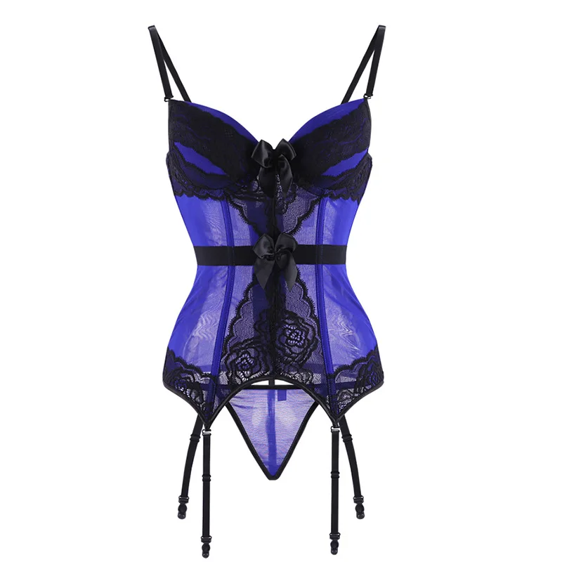 

New Shoulder Straps Women Sexy See Through Strappy Bustier Lace Corset Garter Lingerie Bodysuit Shapewear Body Shaping Vest