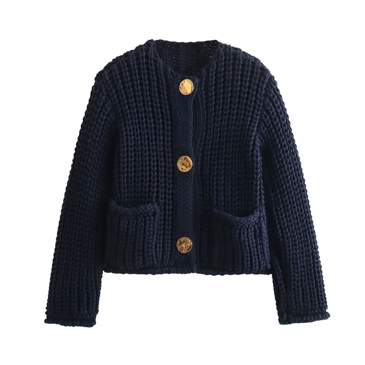Women's New Fashion Pocket Decoration Casual O Neck Thick Needle Knitted Coat Vintage Long Sleeve Button Women's Coat Unique Top
Women's New Fashion Pocket Decoration Casual O Neck Thick Needle Knitted Coat Vintage Long Sleeve Button Women's Coat Unique Top