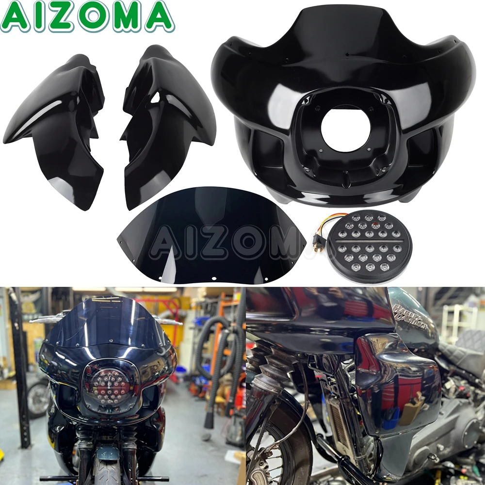 For Harley Softail 2018-2023 Upper Lower Fairing Windshield Cover w/ 7" LED Headlight Fits FXBB FXBBS FXLR FXLRS FXFB FXFBS FXST
For Harley Softail 2018-2023 Upper Lower Fairing Windshield Cover w/ 7" LED Headlight Fits FXBB FXBBS FXLR FXLRS FXFB FXFBS FXST