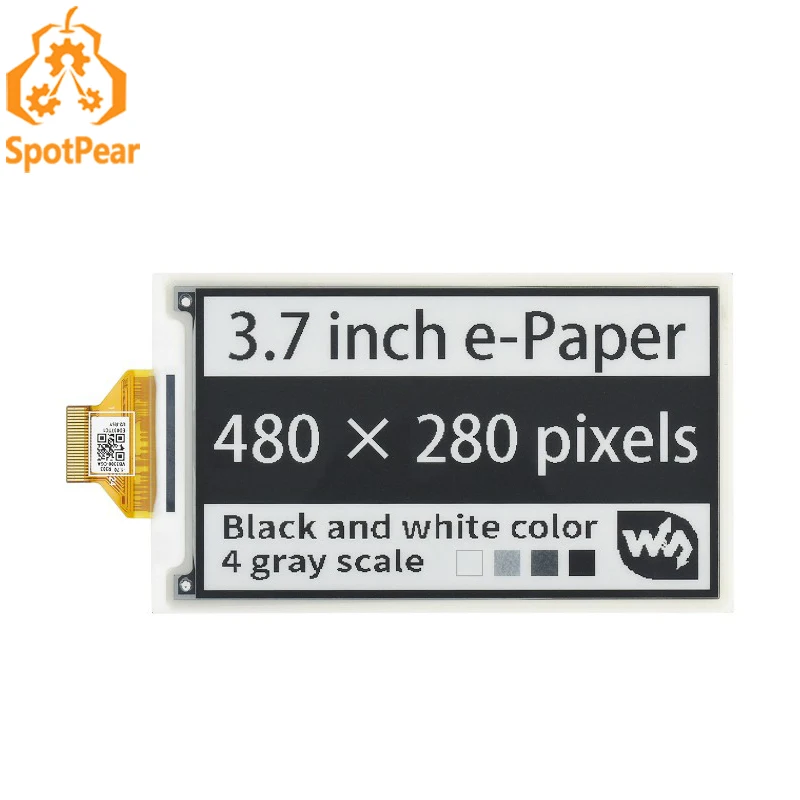 

3.7inch e-Paper e-Ink Raw Display 480×280 Black / White