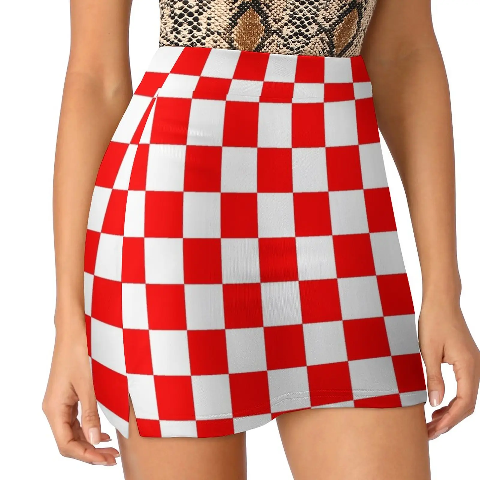 

Red and White Checkered Light Proof Trouser Skirt Dresses women's clothing summer 2023 novelties