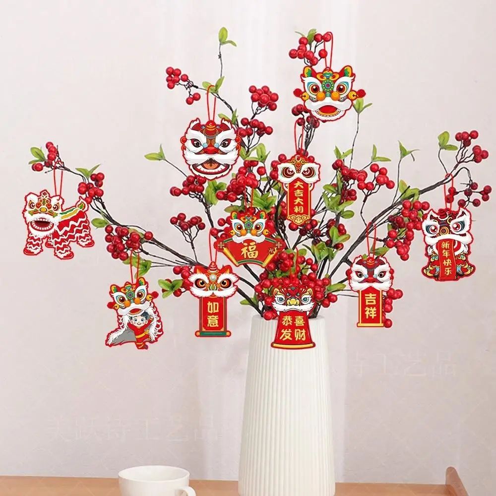 

10Pcs Lion Dance Hanging Decor 2024 Year of The Dragon Chinese Spring Festival Potted Plant Hanging Ornament New Year Pendant