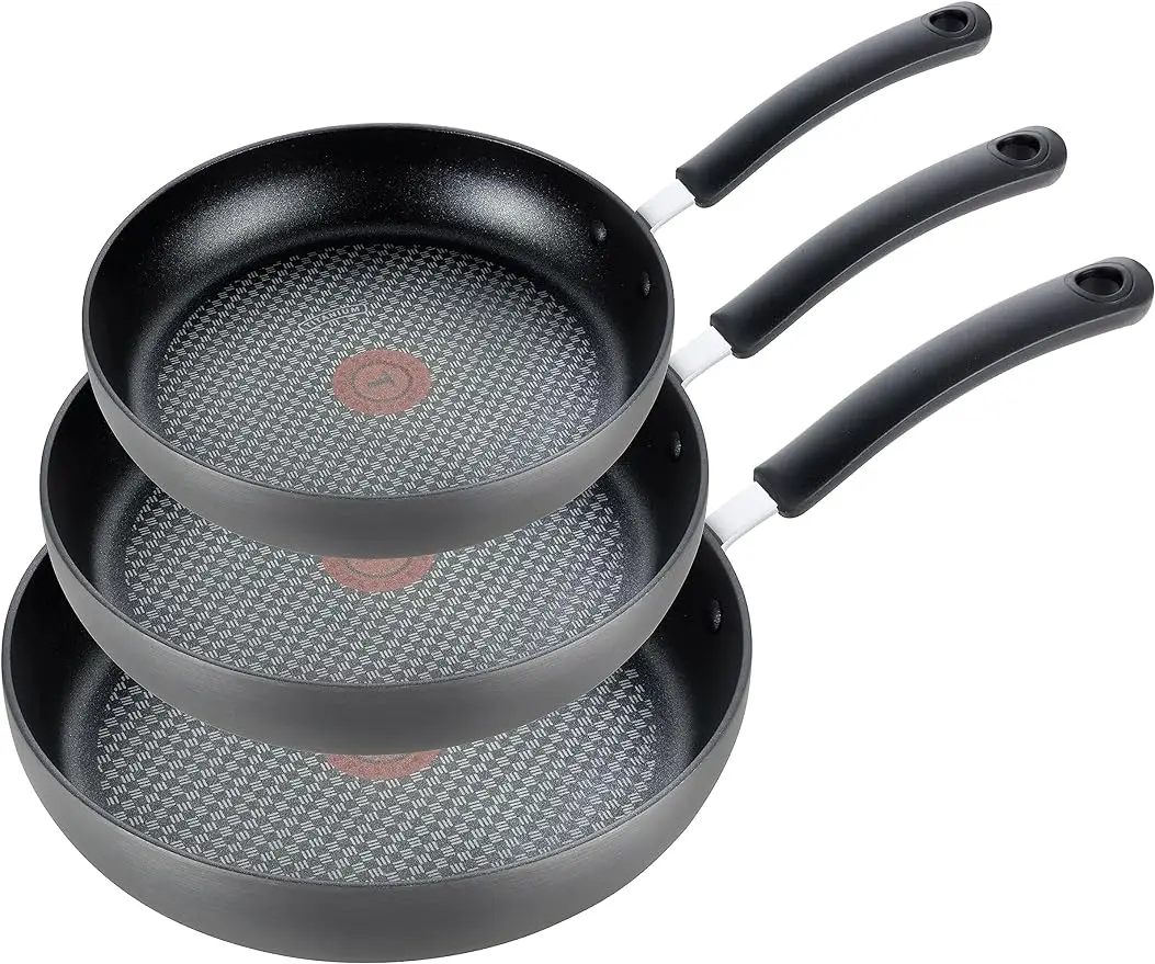 

Ultimate Hard Anodized Nonstick Fry Pan Set 8, 10,12 Inch Oven Safe 400F, Lid Safe 350F Cookware, Pots and Pans, Dishwasher Safe