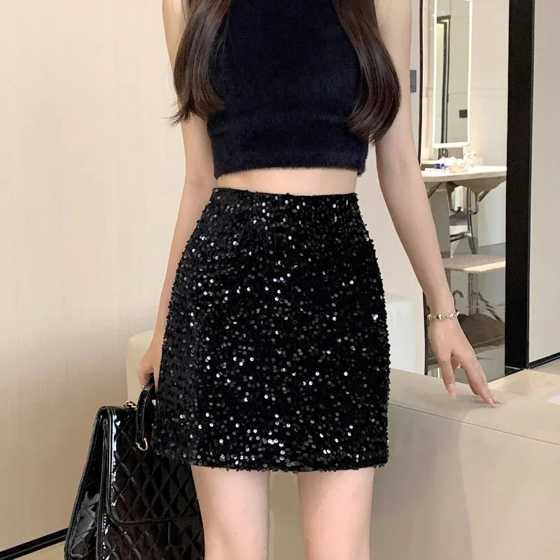 HOUZHOU Black Mini Sequin Skirt Women Korean Fashion Sexy High Waist Slim A-line Silver Short Skirt with paillettes Party Club
HOUZHOU Black Mini Sequin Skirt Women Korean Fashion Sexy High Waist Slim A-line Silver Short Skirt with paillettes Party Club