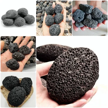 천연 다공성 블랙 화산암 원석 장식, 어항 화분, 수족관 크리스탈 캐비티, 아로마테라피 에센셜 오일 상품 이미지