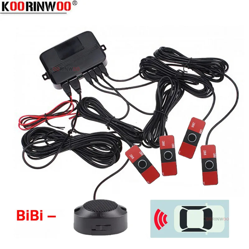 

Koorinwoo 4 Sensors Buzzer 16.5mm Car Parking Sensor Kit Reverse Backup Radar Adjust BIBI Speaker Alert Indicator Probe System
