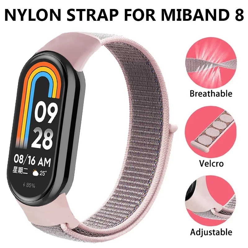 

Nylon Loop Braid Breathable Strap for Xiaomi Mi Band 8 Wristband Replacement Tape Miband 8NFC Sport Particles Belt Head Bracelet