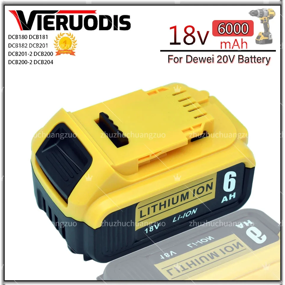 

18V 5Ah 6Ah 8Ah 18650 Lithium Battery for DeWalt power Tools DCB184 DCB200 rechargeable electric tool set 20v 5000mah Battery