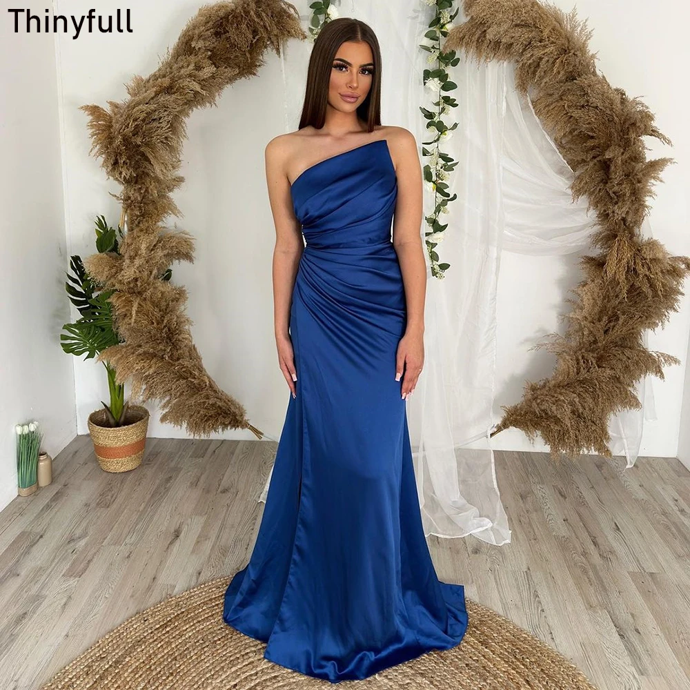 

Thinyfull Mermaid Evening Party Gowns Strapless Sleeveless Prom Dress 2023 Long Saudi Arabic Formal Event Gown Robe De Soirée