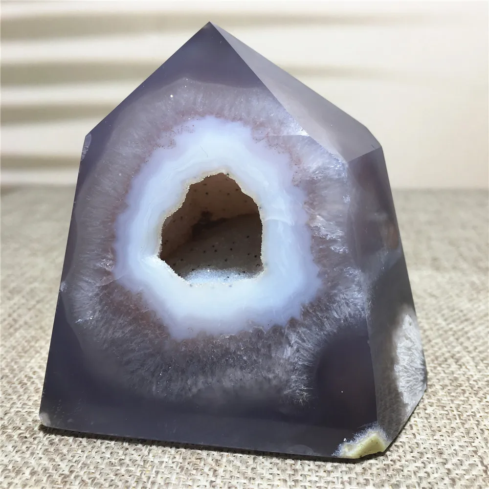 

Natural Agate Geode Quartz Crystal Wand Point Gift Home Furnishing Decoration Druzy Stone Rod Column Reiki Healing Tower