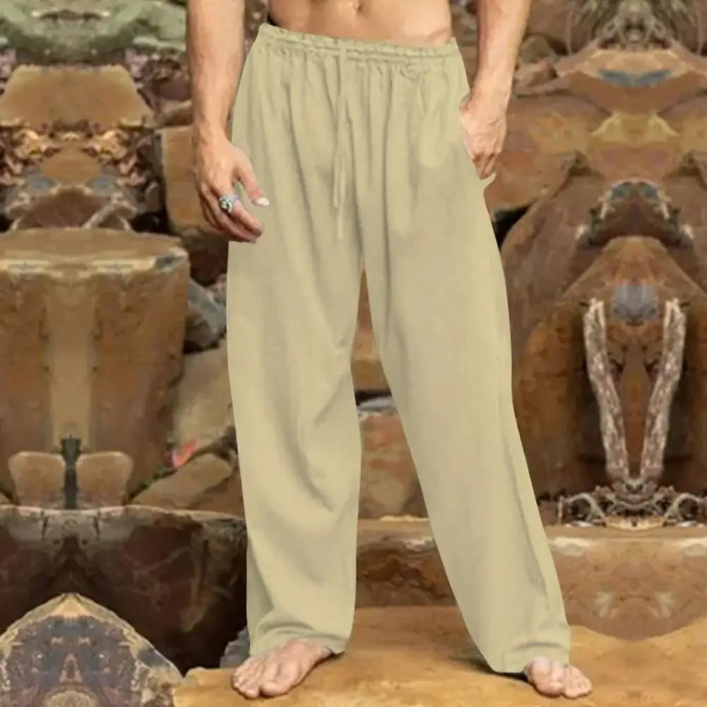 Drawstring Casual Pants Sporty Men's Elastic Waist Drawstring Pants Comfortable Solid Color Wide Leg Trousers for Casual
Drawstring Casual Pants Sporty Men's Elastic Waist Drawstring Pants Comfortable Solid Color Wide Leg Trousers for Casual