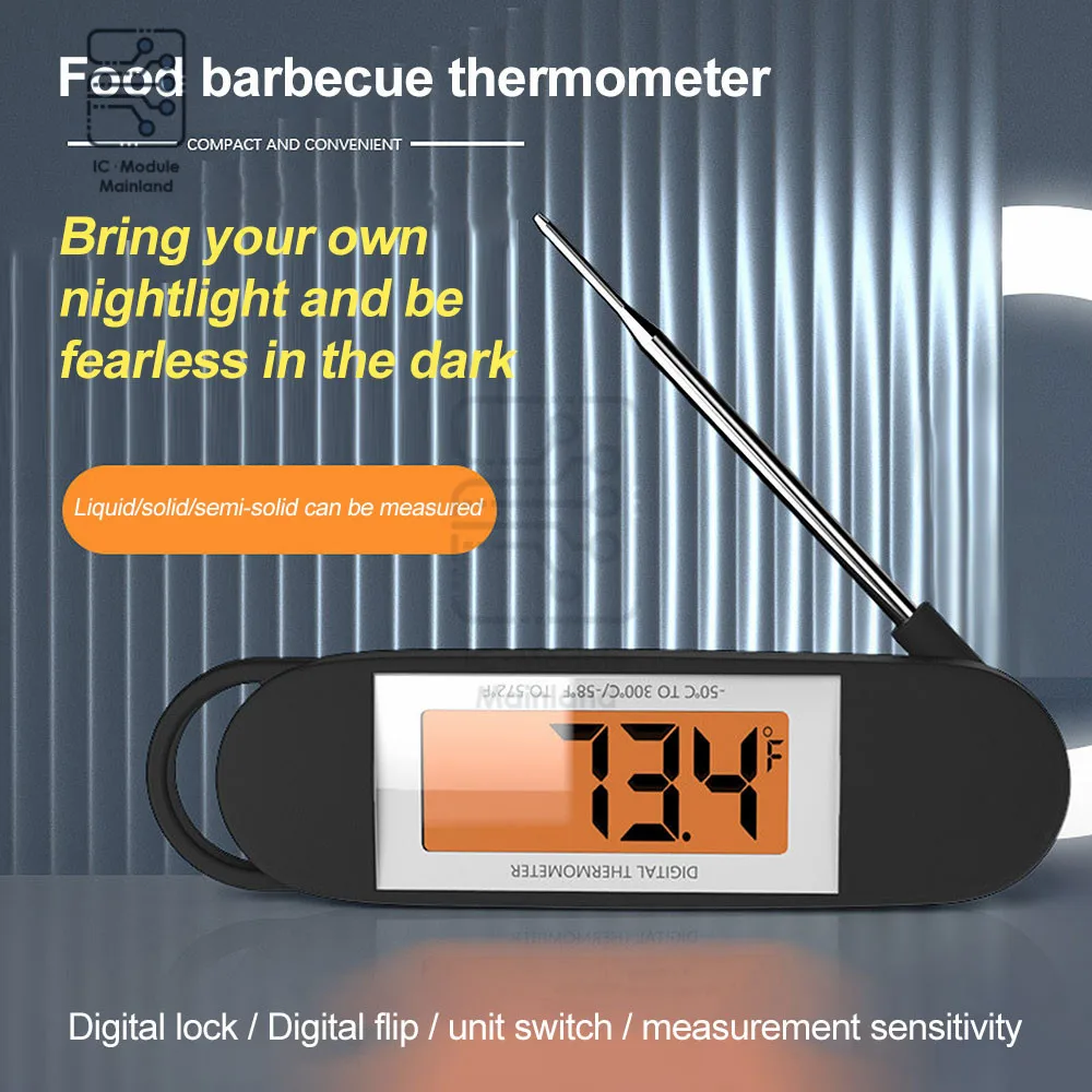 Instant Read Meat Thermometer Folding Probe Backlit and Calibrated Digital Food Probe for Kitchens Outdoor Grills and Barbecues
Instant Read Meat Thermometer Folding Probe Backlit and Calibrated Digital Food Probe for Kitchens Outdoor Grills and Barbecues