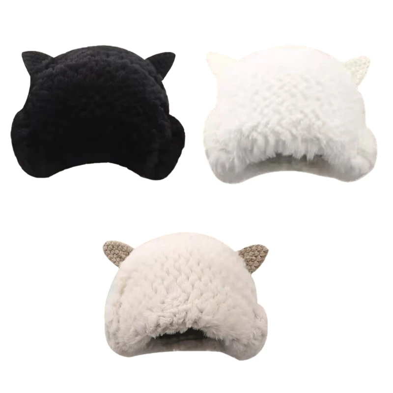 

Plush Ear Flap Hat for Female Sheep Ear Hat Cold Weather Pullover Hat Outdoor Activity Ear Protective Hat Accessories