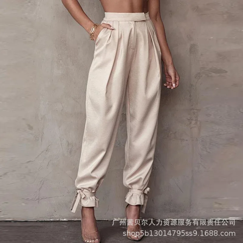Women's Fashion Solid Color Loose Bandage Pants 2023 Spring Summer Pants Trousers Women's Casual Pocket Pleated Button Pants
Women's Fashion Solid Color Loose Bandage Pants 2023 Spring Summer Pants Trousers Women's Casual Pocket Pleated Button Pants