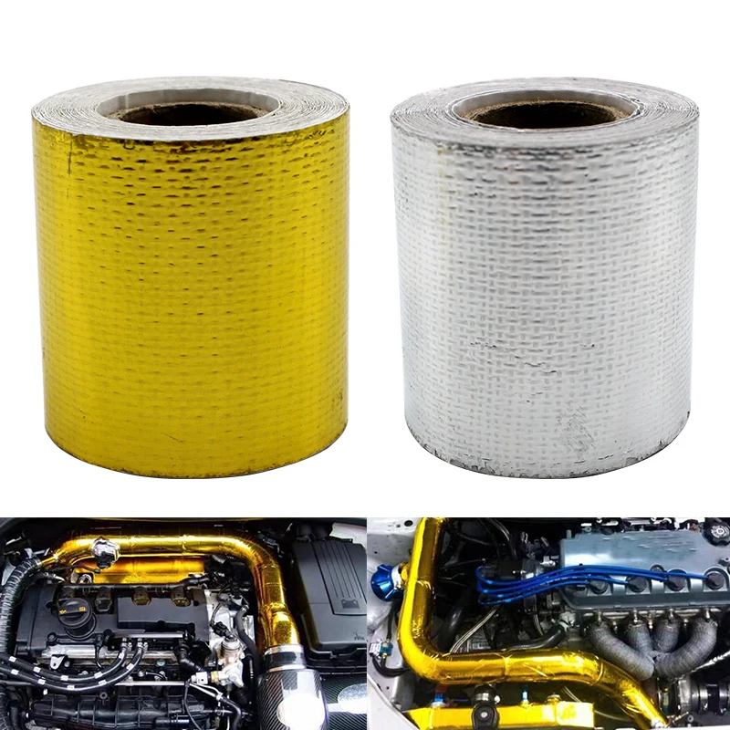 

1m 2m 5m 10m Gold Car Motorcycle Exhaust Wrap Pipe Header Heat Insulation Roll Tape Turbo Heat Exhaust Thermal Wrap Tape