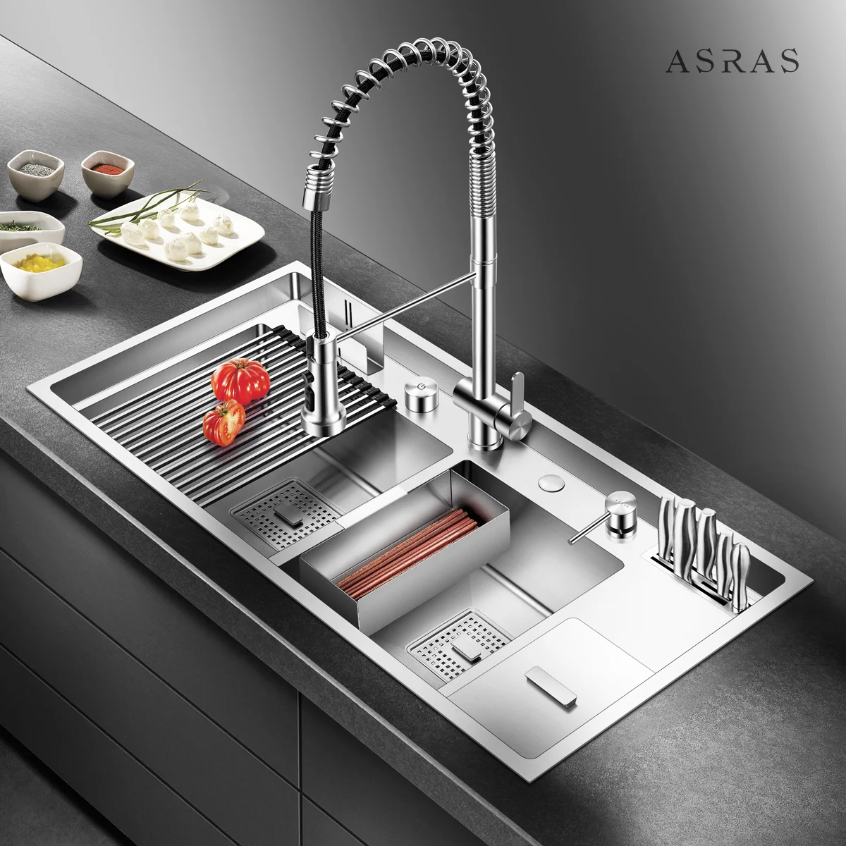 

ASRAS 304 Stainless Steel Kitchen Double Sink, Panel Thickness 4mm, Depth 220mm, Length 1000mm, Width 490mm