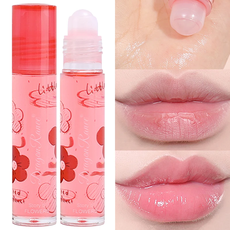 

Moisturizing Transparent Glass Lip Oil Flower Jelly Clear Lip Gloss Anti Cracked Lasting Hydrating Lip Balm Care Makeup Cosmetic