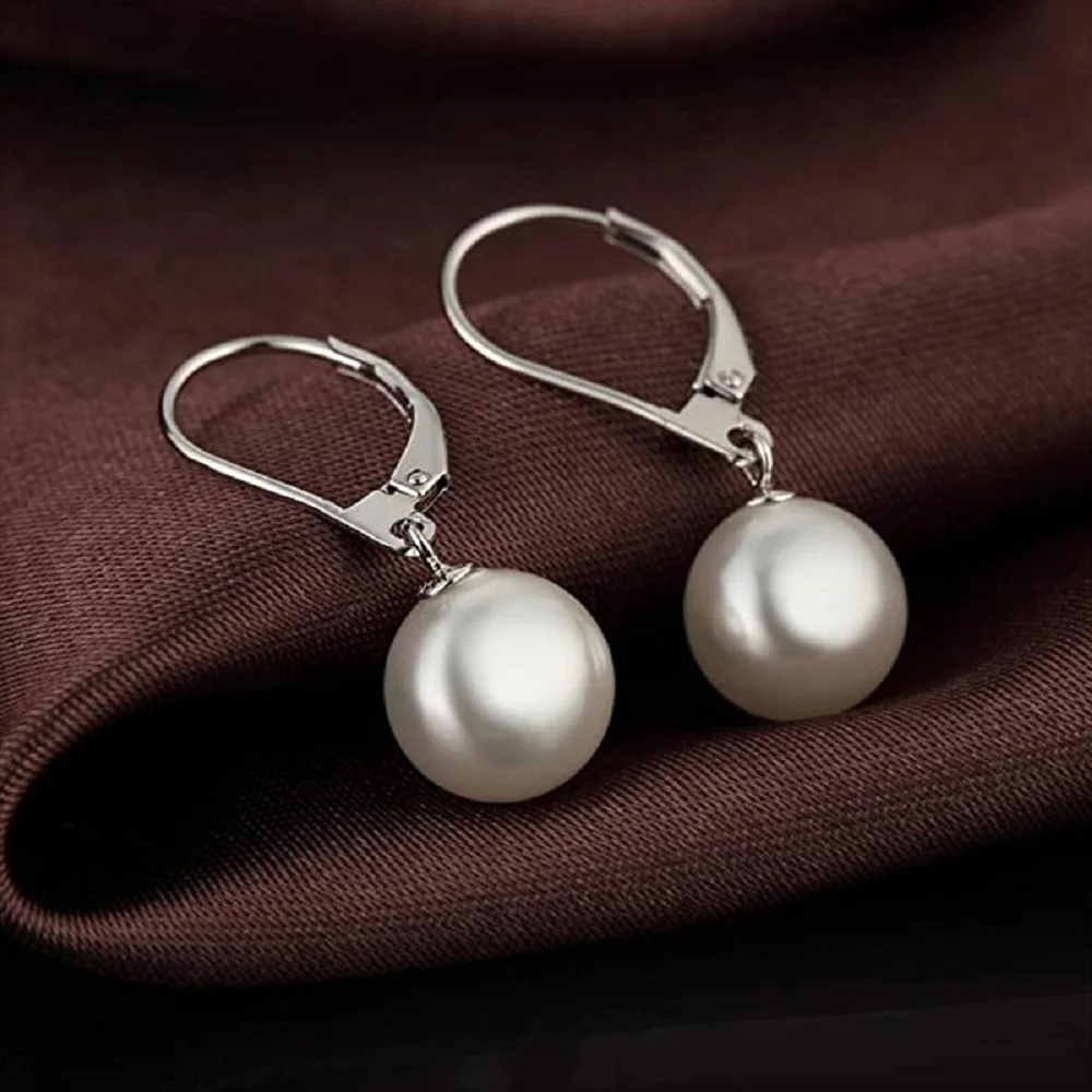 

Elegant AAA 7-8mm 8-9mm 9-10mm 10-11MM 11-12mm 12-13mm South Sea Round White Pearl Earrings 14k white gold