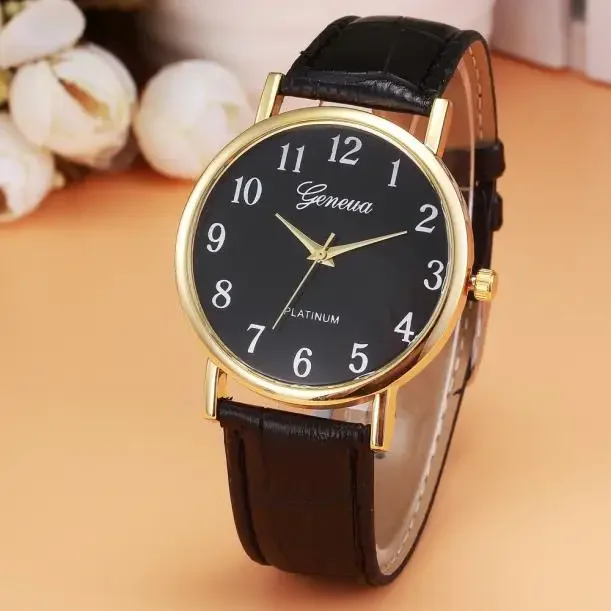 

NO.2 Geneva Women Watches TOP Brand Leather Dress Design Analog Alloy Quartz Wrist Watch Female Clock relogio feminino