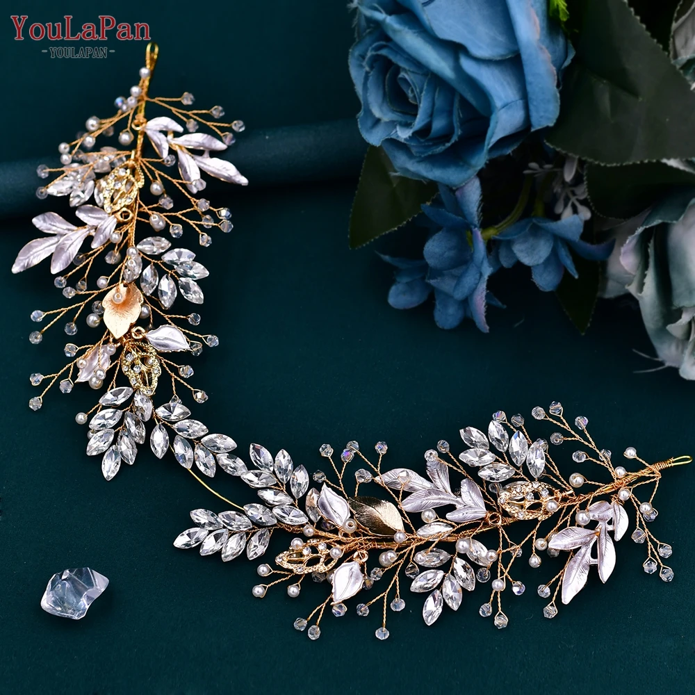 

YouLaPan Wedding Headpiece Handmade Bridal Headband Hair Accessories Brides Flower Leaf Tiara Bridesmaid Woman Headdress HP272