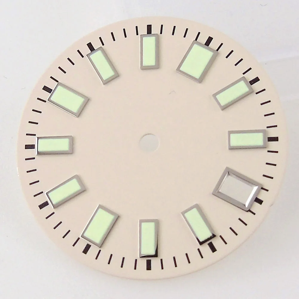 

29mm White/Black/Grey/Blue Watch Dial Face Fit NH35 NH35A 7s26 Automatic Movement Wristwatch Parts Repair Green Luminous Date