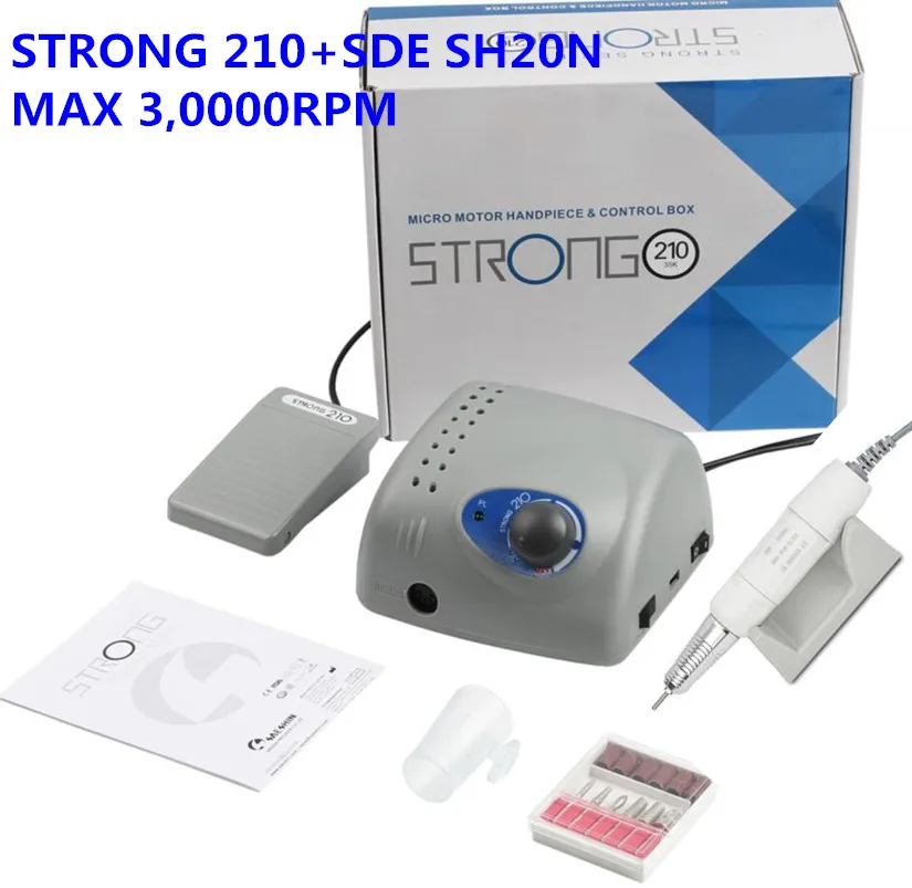 

30K STRONG 210 SDE-SH20N Handpiece 65W 30000rpm Nail Drills Manicure Machine Pedicure Electric File Bits