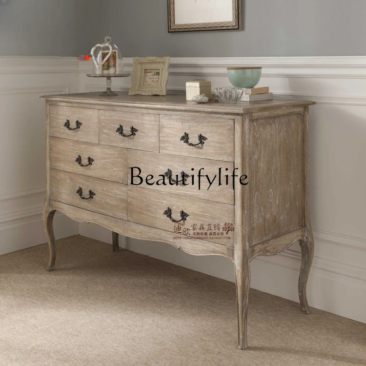 

American Retro Distressed Solid Wood Chest of Drawers Storage Chest of Drawer