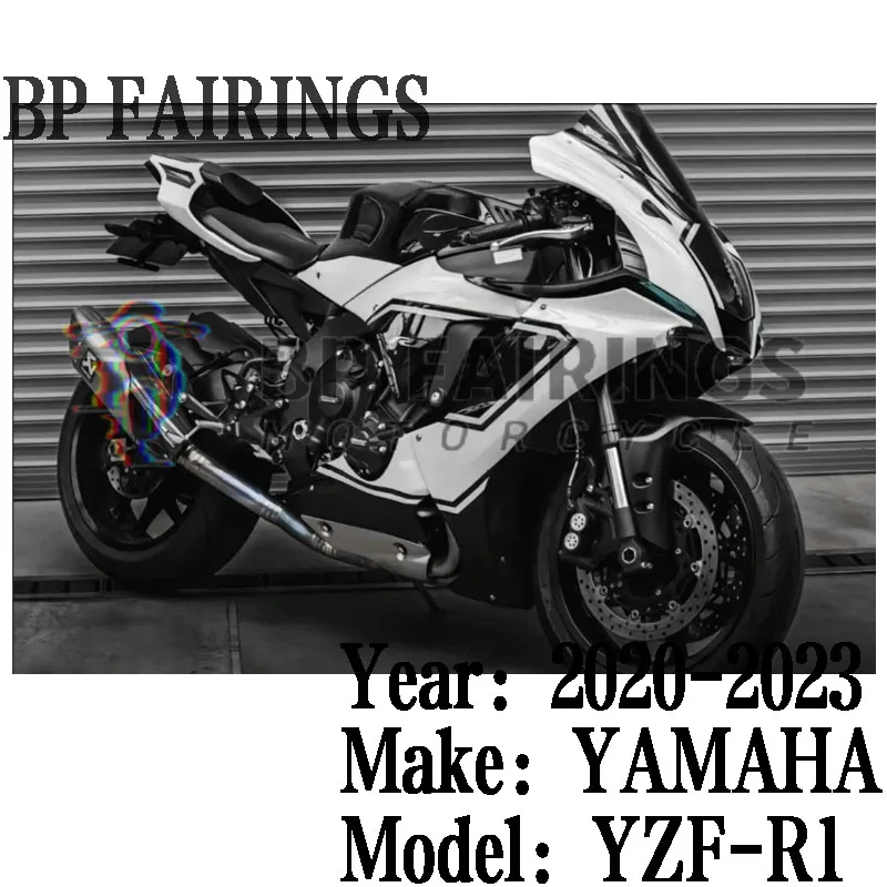 

Комплект обтекателей для мотоцикла, подходит для YZF R1M R1 2020 2021 2022 2023, Кузов ABS, набор для впрыска черного и белого цвета