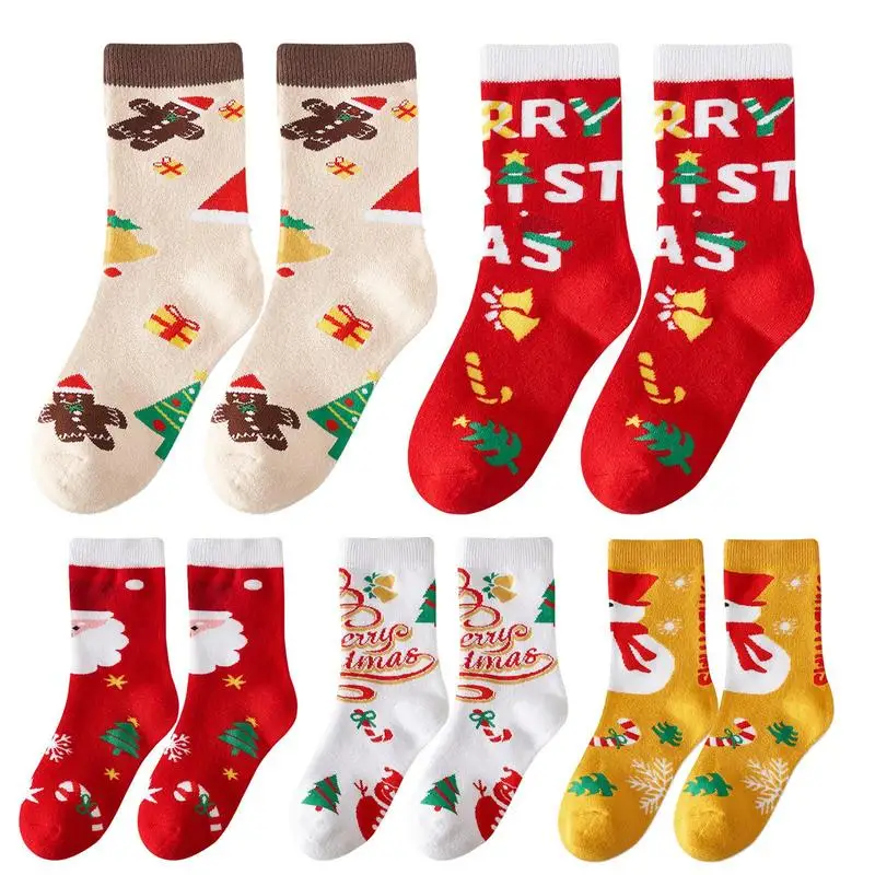 

Рождественские носки, рождественские Модные носки с мультяшным рисунком елки, рождественские мягкие носки с имбирным человеком, Санта-Клаусом, подарки