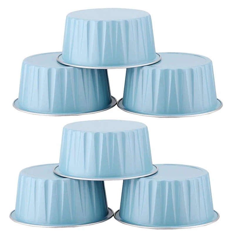 

HOT-200Pcs 5Oz 125Ml Disposable Cake Baking Cups Muffin Liners Cups With Lids Aluminum Foil Cupcake Baking Cups-Blue