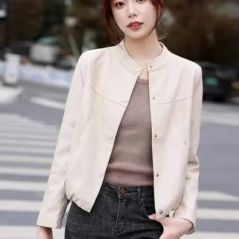 

Куртка женская короткая из кожи Xiaoxiangfeng, Модный Пиджак из высококачественной кожи, верхняя одежда в Корейском стиле, весна-осень