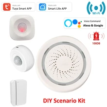 DIY Tuya Smart Home Securiy Scenario Set Alarm System 100DB WiFi Siren Alarm works with PIR Motion Detector Door Window Sensor
DIY Tuya Smart Home Securiy Scenario Set Alarm System 100DB WiFi Siren Alarm works with PIR Motion Detector Door Window Sensor