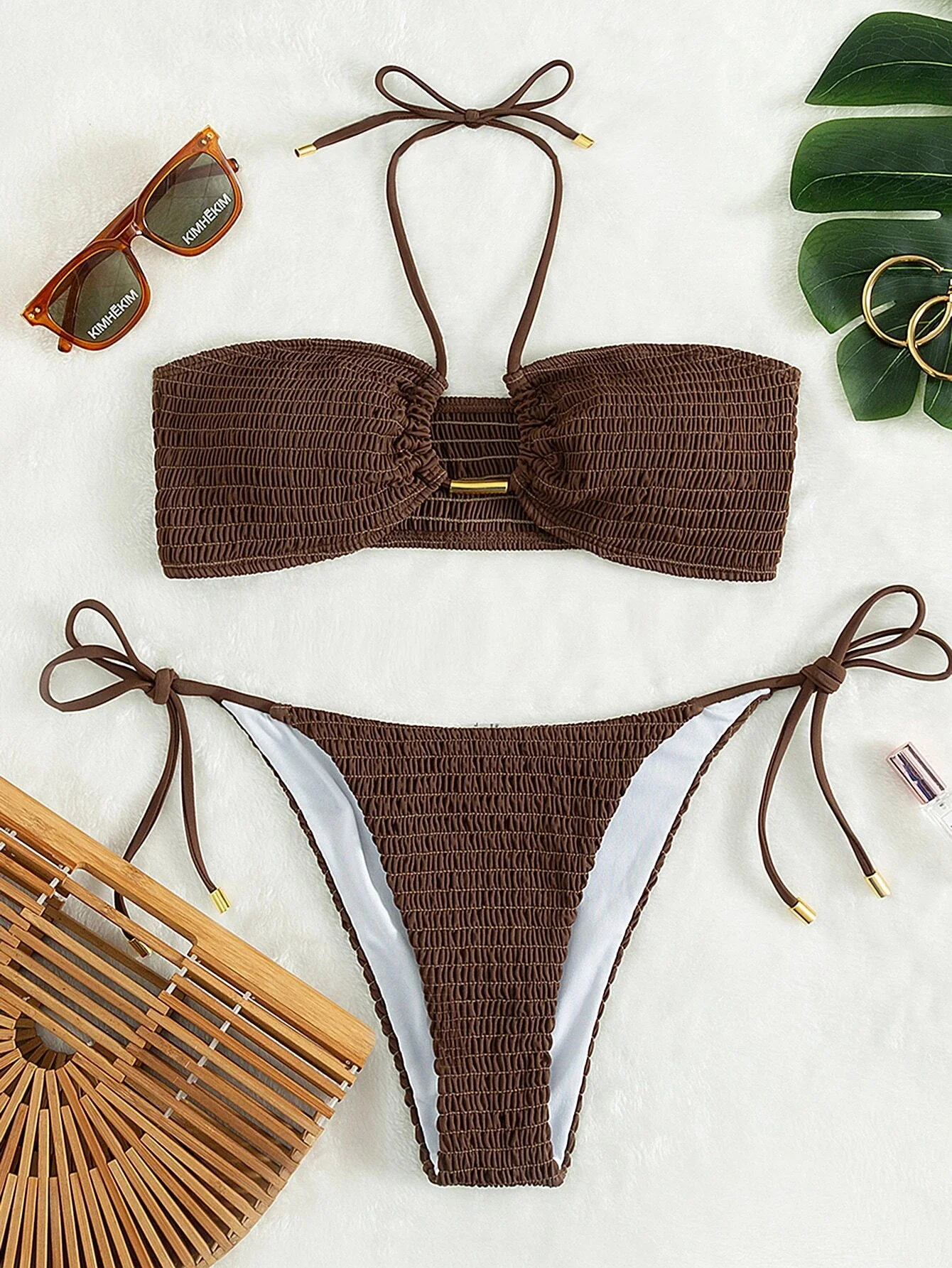 Smocked Tie Side Bikini Swimsuit Women Bandeau Two Piece Swimwear 2023 Bikini Set Summer Beach Bathing Suit
Smocked Tie Side Bikini Swimsuit Women Bandeau Two Piece Swimwear 2023 Bikini Set Summer Beach Bathing Suit