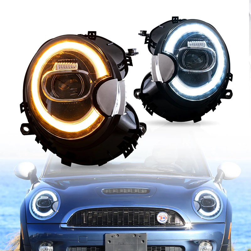 

Передние фары с полным светом R56 R57 R58 R59, анимационные ДХО фары 2007-2013 для BMW Mini Cooper, передняя фара