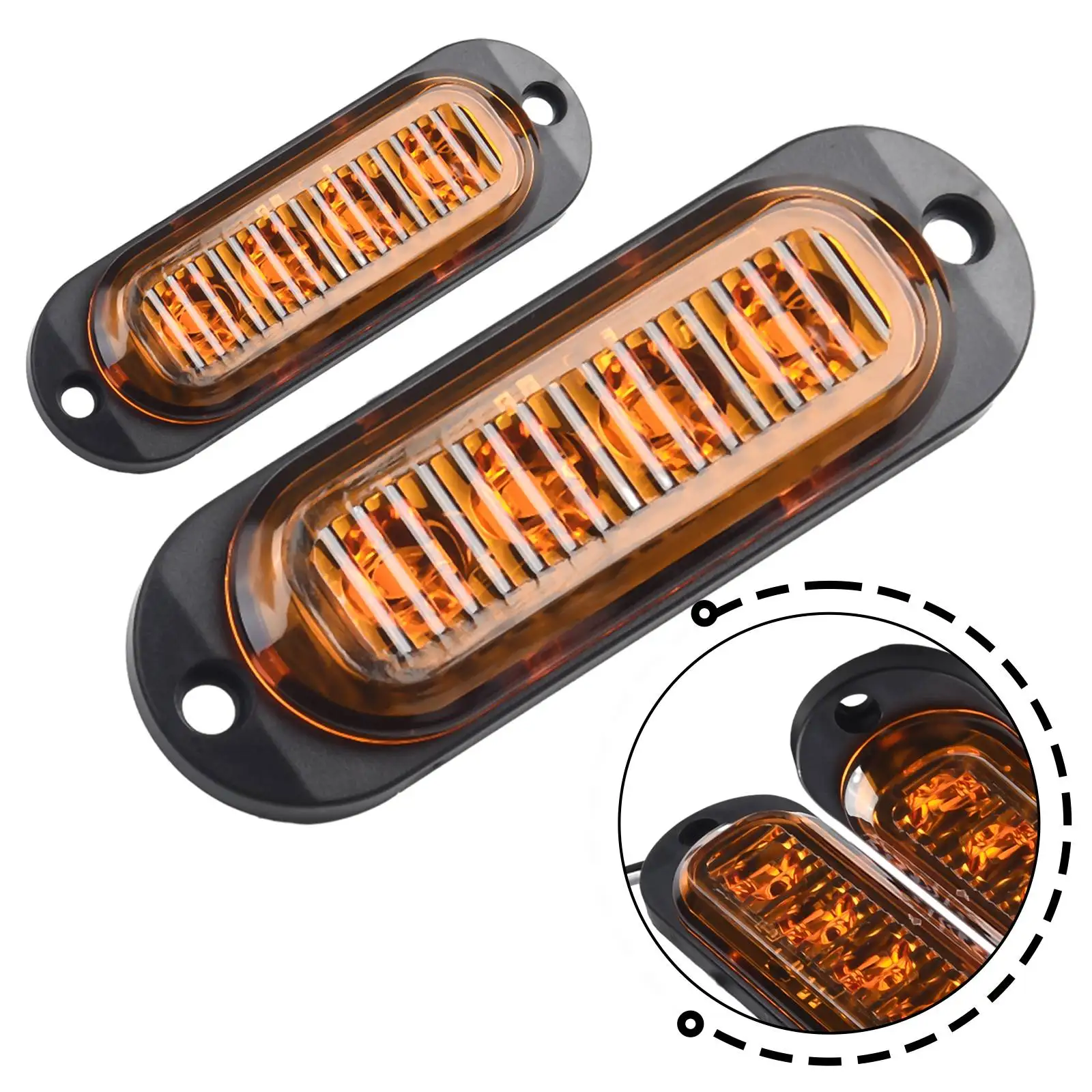 

2pcs Yellow/white LED Side Marker Clearance Light Lamp Indicator Truck Trailer 24V 12V Waterproof LED Side Marker Lights