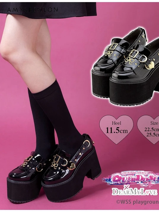 

Japanese Ins Fashion Platform Heels Lolita Mine Sweet Printed Mary Jane Shoes Women Students Goth Rivet Leather Shoes for Women