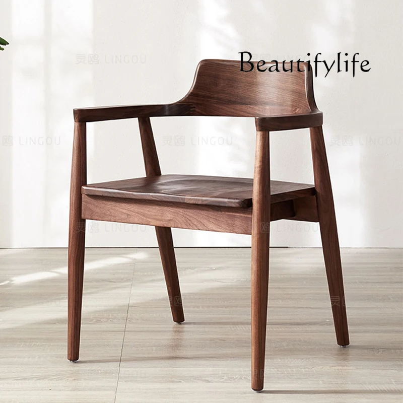 Nordic Solid Wood Dining Chair Modern Minimalist Restaurant Black Walnut Wooden Chair Desk and Chair Combination 
Nordic Solid Wood Dining Chair Modern Minimalist Restaurant Black Walnut Wooden Chair Desk and Chair Combination
