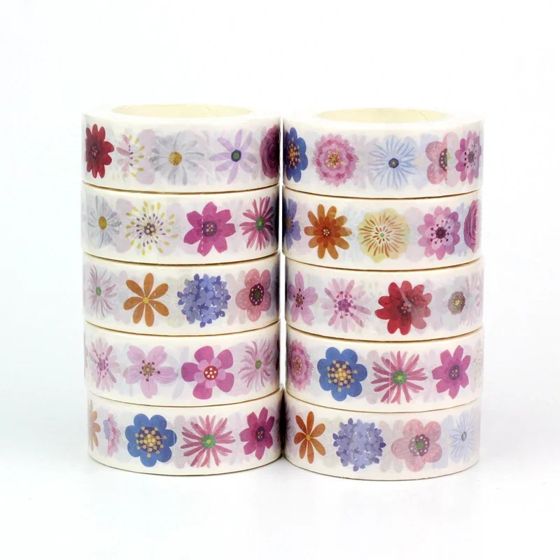 

NEW Bulk 10PCS./Lot Decorative Flowers Washi Tapes for Scrapbooking Planner Adhesive Masking Tape Cute Stationery Supplies