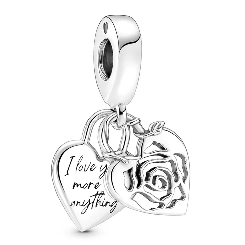 

Original Moments Rose Heart Padlock Dangle Beads Charm Fit Pandora Women 925 Sterling Silver Europe Bracelet Bangle Diy Jewelry