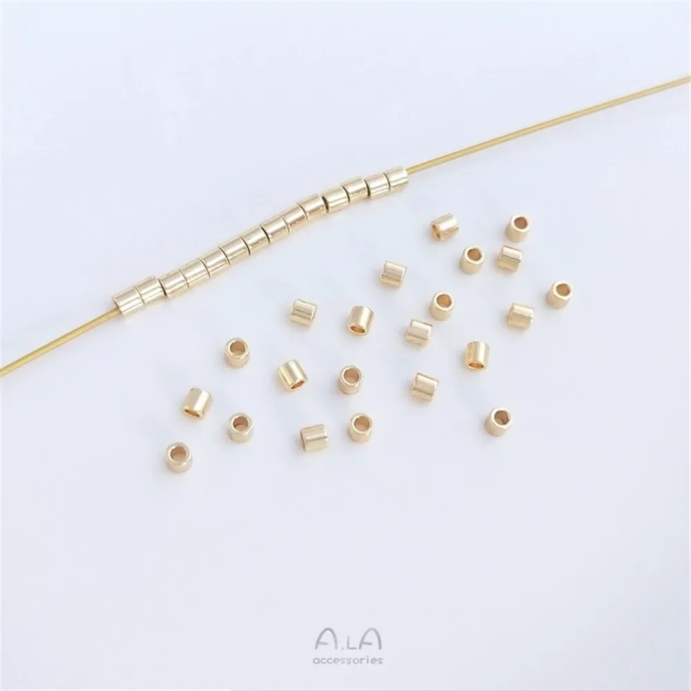 

【Not clip flat】14K gold covered color preservation 2mm thick round tube spacer beads handmade tube beads diy jewelry loose beads