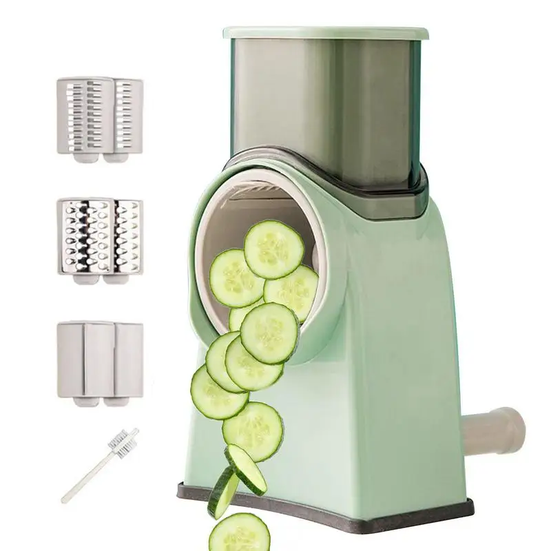 

Cheese Grater 4 In 1 Rotary Cheese Grater With Handle Manual Rotary Cheese Grater Shredder With Wider Feed Port 3