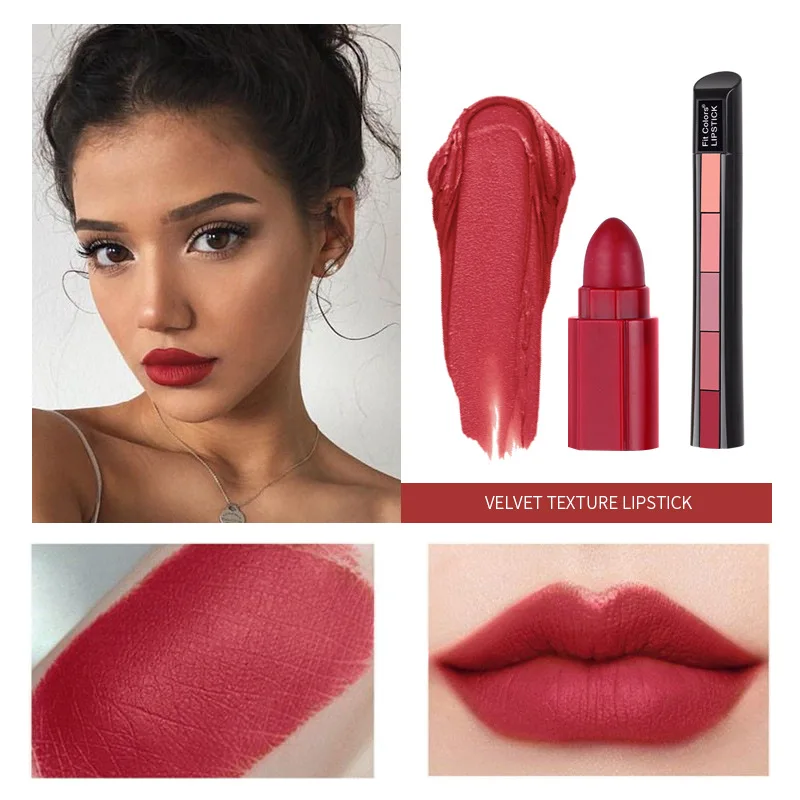 Fit Colors Matte 5-color Lipstick Set Velvet Lip Stick Non-stick Lip Gloss Long Lasting Waterproof Sexy Red Lipstick Lip Beauty
Fit Colors Matte 5-color Lipstick Set Velvet Lip Stick Non-stick Lip Gloss Long Lasting Waterproof Sexy Red Lipstick Lip Beauty