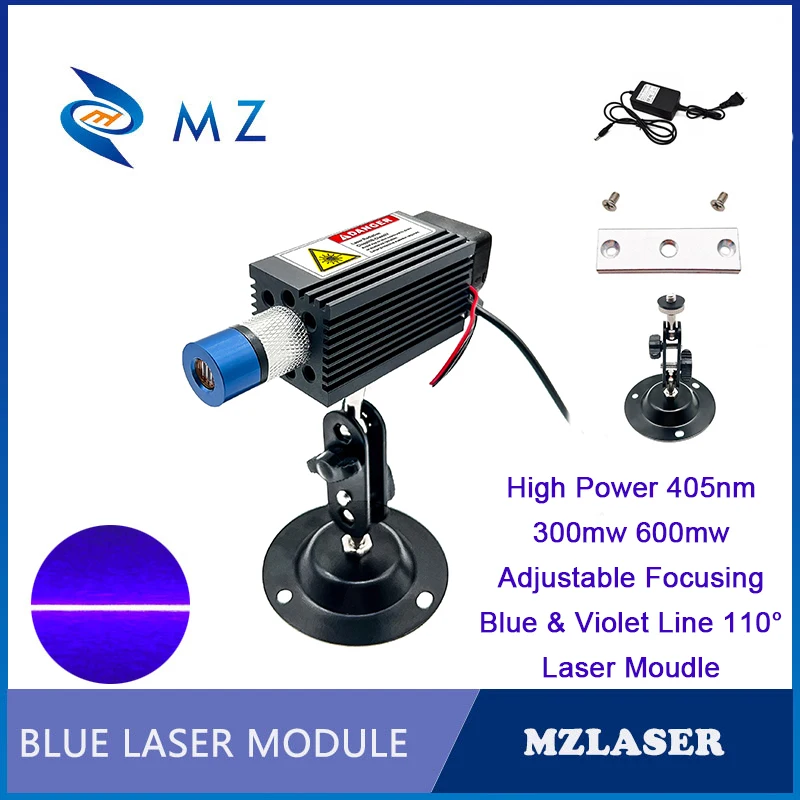 High Power Blue & Violet Adjustable Line 405nm 300mw 600mw 110 Degrees Laser Module With Bracket+Adapter Industrial Grade
High Power Blue & Violet Adjustable Line 405nm 300mw 600mw 110 Degrees Laser Module With Bracket+Adapter Industrial Grade