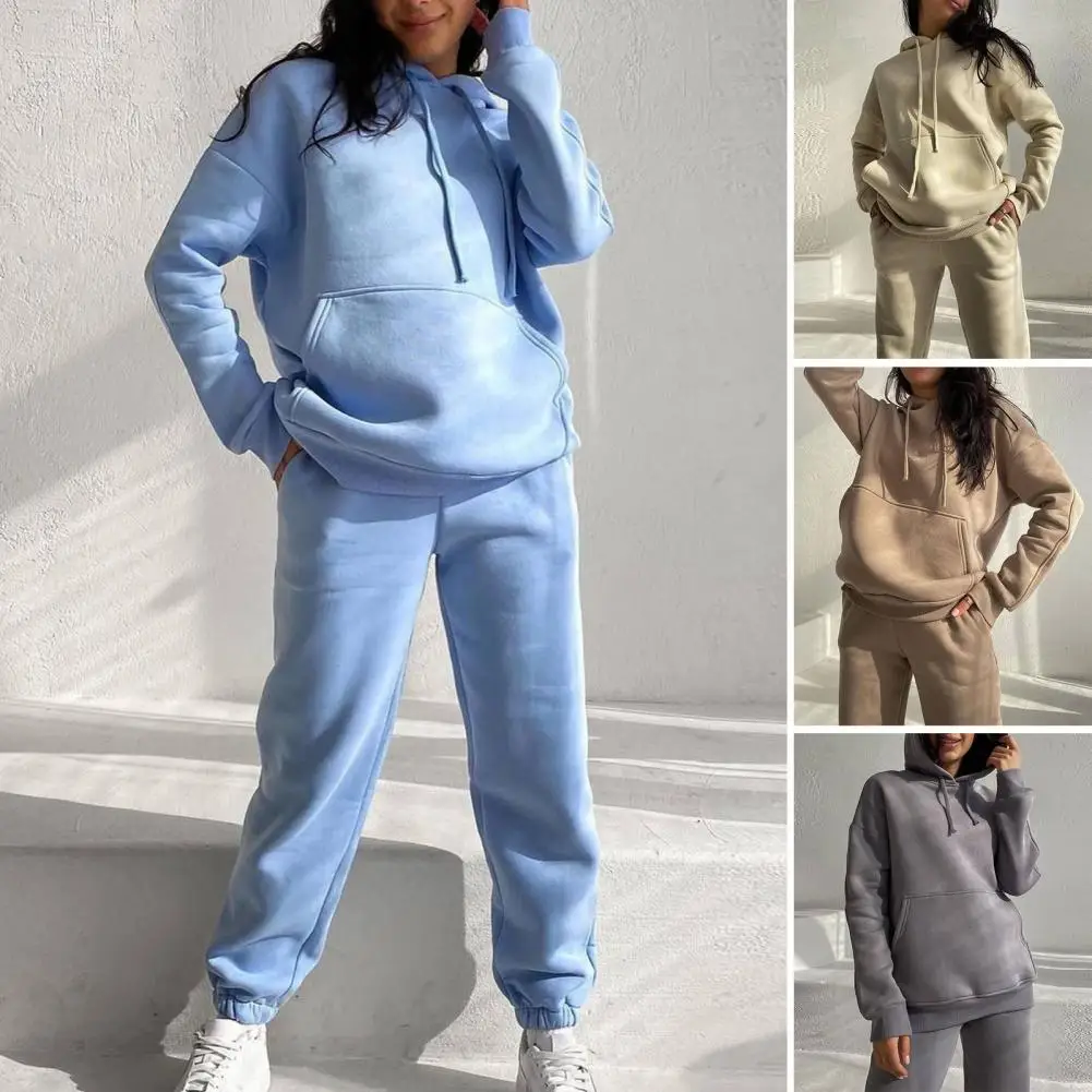 Women Fleece-lined Tracksuits Winter Fashion Warm Hoodie Pullover Sweatshirts Two Pieces Solid Warm Oversized Hoody Long Pant
Women Fleece-lined Tracksuits Winter Fashion Warm Hoodie Pullover Sweatshirts Two Pieces Solid Warm Oversized Hoody Long Pant