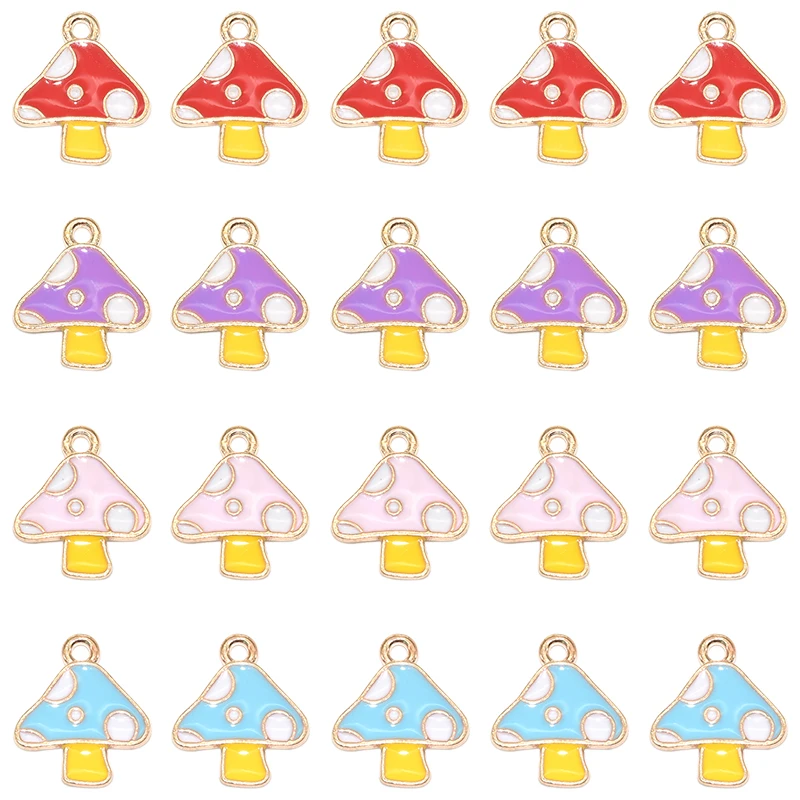 

10pcs Mulicolor Mushroom Enamel Charms Alloy Metal Pendants For DIY Earrings Bracelets Necklaces Jewelry Making Crafting Finding