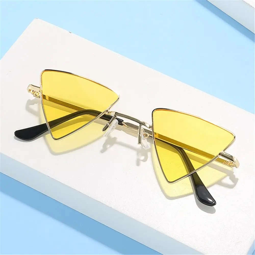 

Metal Frame Small Hippie Sunglasses Triangular Tinted Colorful Lens Eyeglasses UV400 Protection Punk Shades